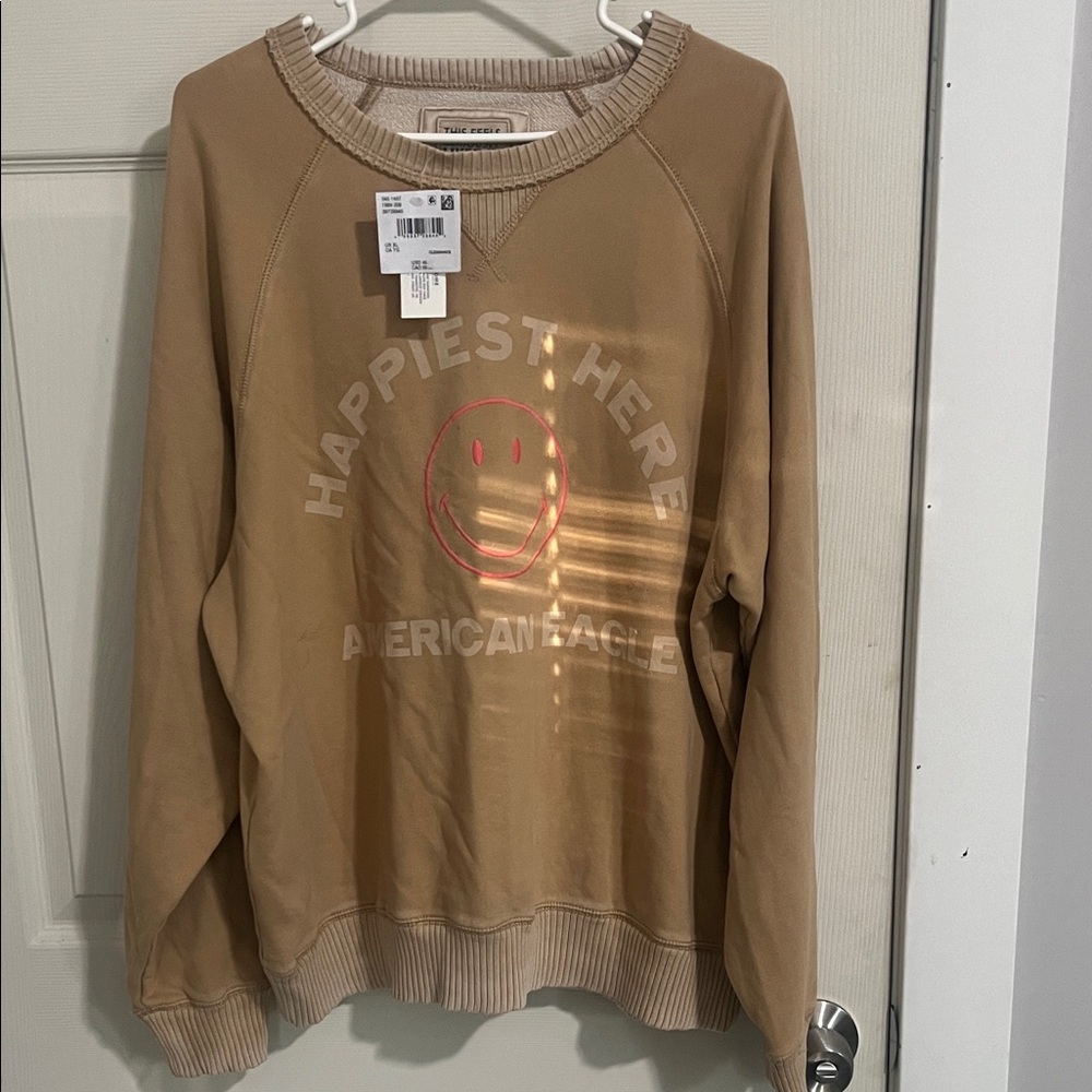 American Eagle Outfitters Beige Crewneck Sweater